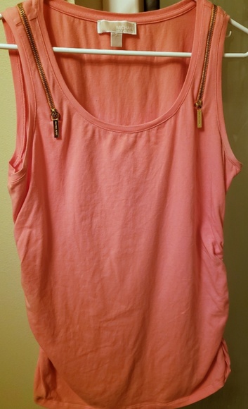 Michael Kors Tops - Michael Kors Tank with Iconic Zippers Coral Sz XL